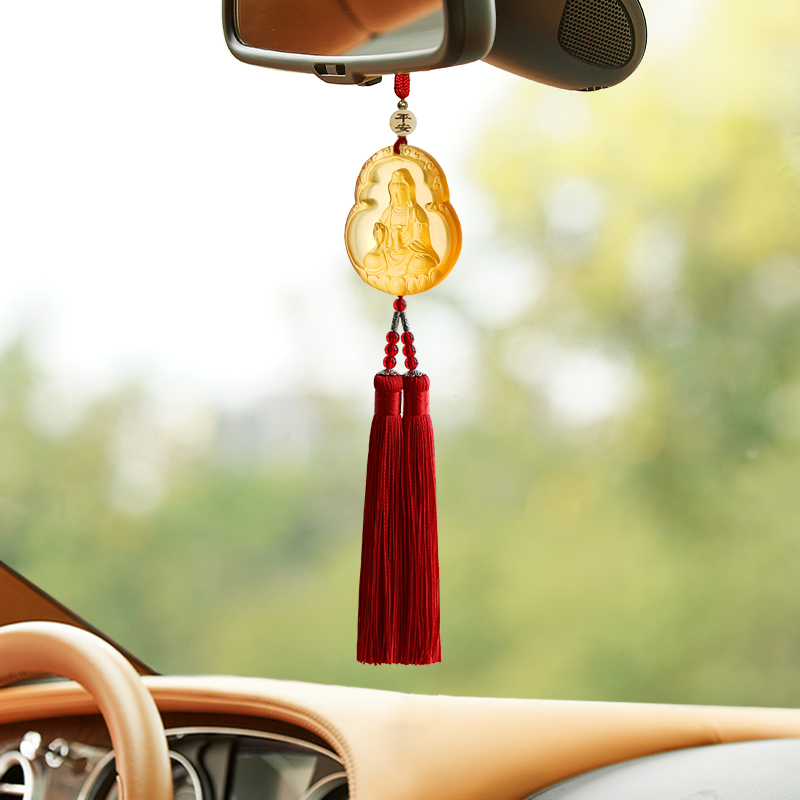 观音汽车挂件车内吊饰佛菩萨琉璃女出入平安车载挂件高档汽车挂饰