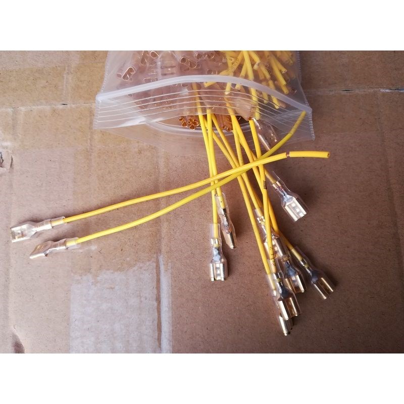 汽车喇叭线束插头带线公母纯铜加长加粗带扣通用型改装线束端子