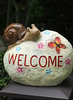 户外防水室外蜗牛卡通欢迎仿真石头庭院花园草坪阳台装饰布置摆件