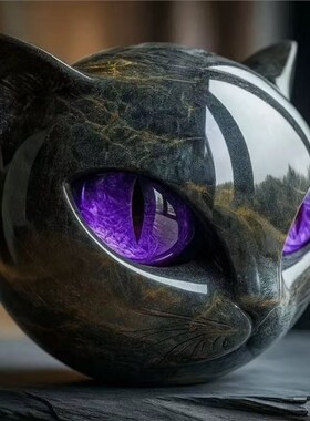 优选猫咪雕塑装饰品家居办公室摆件万圣节装饰品猫咪头像树脂摆件