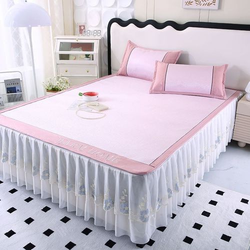 优选高档新款凉席三件套花边刺绣冰丝席1.5夏季可拆卸空调席子裙