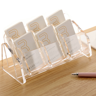 优选三锐竖向名片盒透明亚克力桌面名片收纳盒酒店房卡前台整理盒