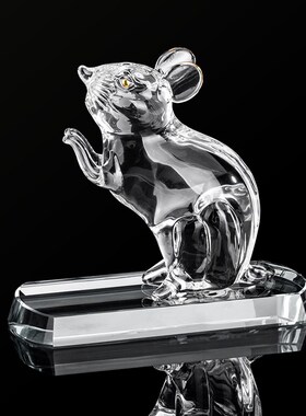 优选水晶生肖鼠能量摆件招财吉祥物办公室客厅办公桌家居装饰镇宅