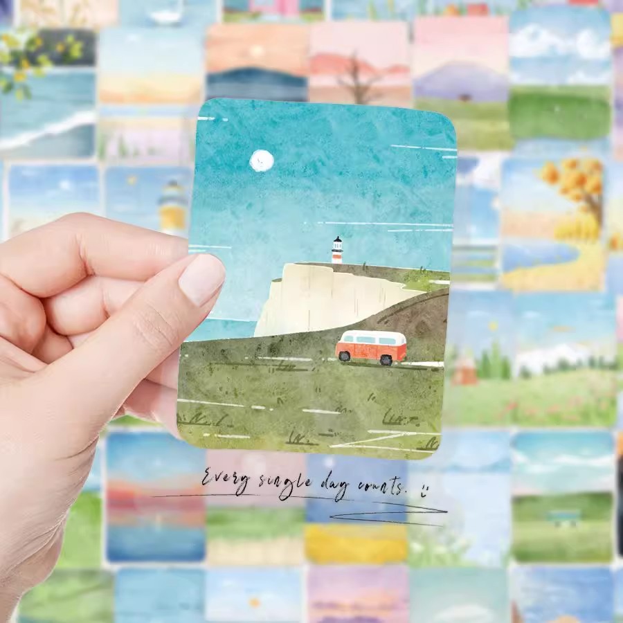 【小幸运】50张山海风景贴纸清新文艺风手账水杯装饰标签防水贴画