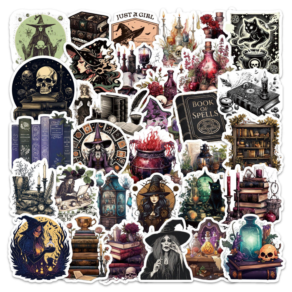 54张暗黑哥特女巫卡通贴纸装饰汽车行李箱手机壳贴画,文具电教/文化用品/商务用品,贴纸/立体贴纸,淘宝优惠券,粉丝福利购,淘宝优惠卷