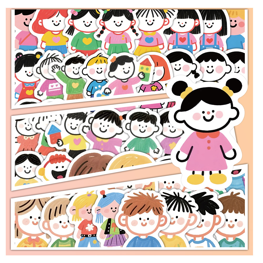 103张简笔画小人贴纸创意趣味ins风可爱装饰手账行李箱标签防水贴