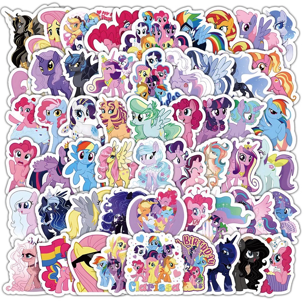 100张小马卡通宝莉贴纸ins风二次元高颜值周边碧琪紫悦装饰防水贴