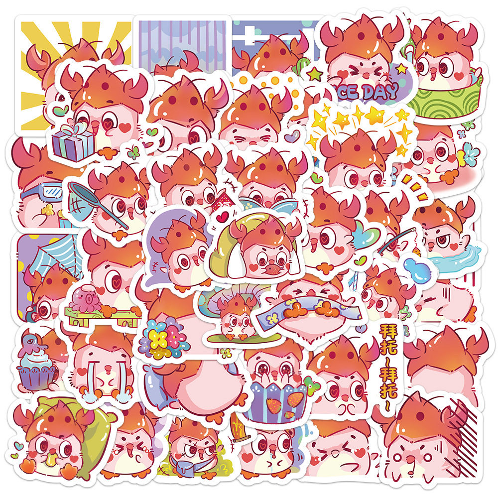 60张卡通可爱爆炸鸡手账贴纸diy行李箱文具盒笔记本防水贴画,文具电教/文化用品/商务用品,贴纸/立体贴纸,淘宝优惠券,粉丝福利购,淘宝优惠卷