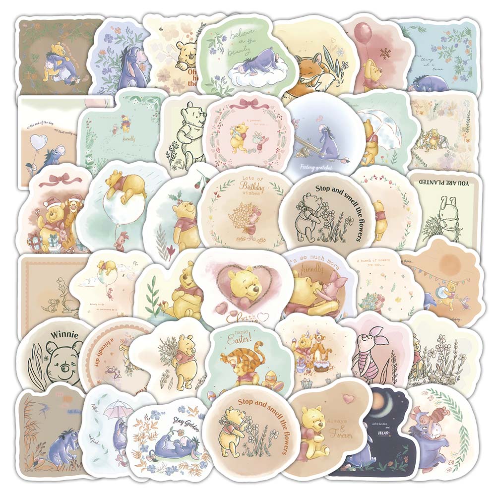 100张小熊维尼贴纸卡通可爱小图案创意装饰手账行李箱水杯防水diy