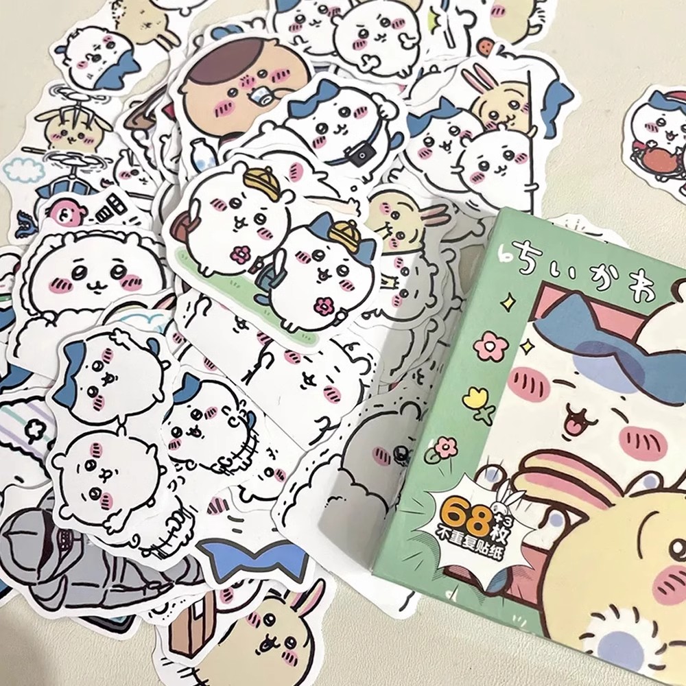 204张chiikawa盒装贴纸吉伊卡哇表情包兔子乌萨奇diy礼盒装防水贴