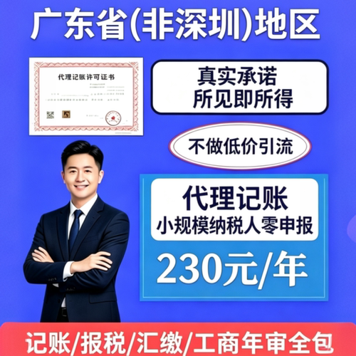 广东小规模一般纳税人0申报零申报记账报税代理记账工商年审年报