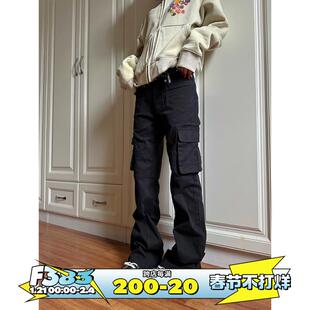 复古cleanfit休闲牛仔裤 F383 男女宽松显瘦美式 裤 子 直筒微喇工装