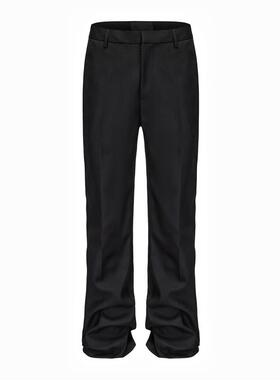 Pansk美式直筒修身微喇cleanfit裤子潮流男女百搭垂坠感休闲西裤