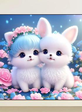 可爱卡通小幅动物钻石画2025新款狗点贴钻十字绣客厅儿童卧室满钻