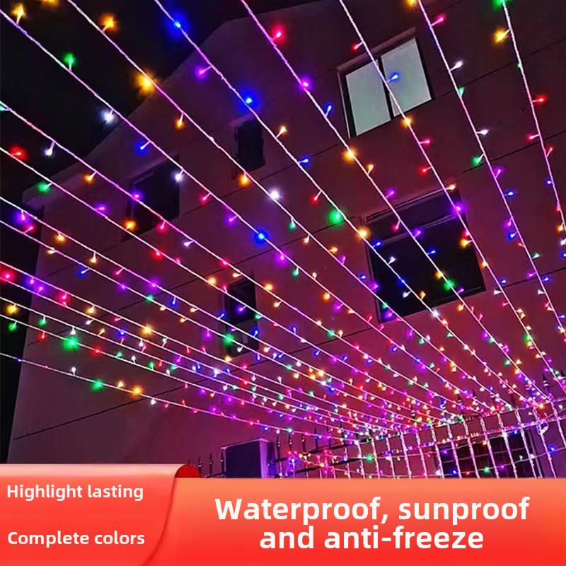 led彩灯闪灯串灯满天星七彩变色灯夜市烧烤店装饰氛围灯户外防水