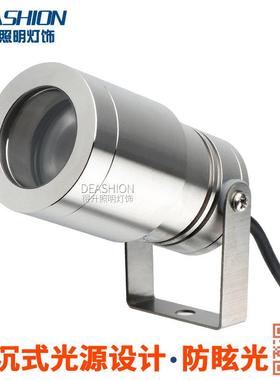 下沉led防眩5W明装水底灯不锈钢地埋水下鱼池IP68防水景观投射灯