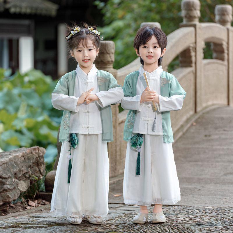 夏季儿童汉服中国风国学服套装周岁礼服幼儿园帅气男童汉服演出服
