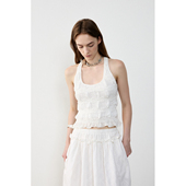 modo diverso原创小众设计镂空褶皱提花肌理感吊带背心女外穿