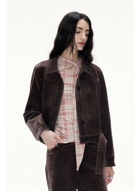 in modo diverso 原创设计复古绒面立裁双线廓形感夹克外套