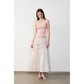 modo diverso原创小众设计盐缩肌理感色织条纹量感半身裙女