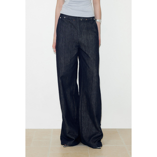 原创设计手工贝壳扣腰节设计原色棉牛仔直筒裤 diverso 女 modo