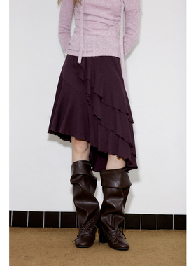 in modo diverso 原创设计立裁层叠荷叶边量感短款秋冬针织半裙