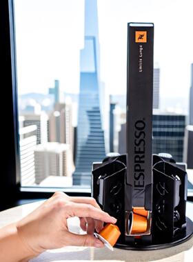 咖啡胶囊架收纳Nespress咖啡展示架胶囊盒储放黑色旋转咖啡架