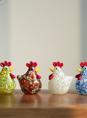 淄博琉璃非遗仿真咕咕鸡桌面摆件工艺品大公鸡寓意吉祥装饰品礼物