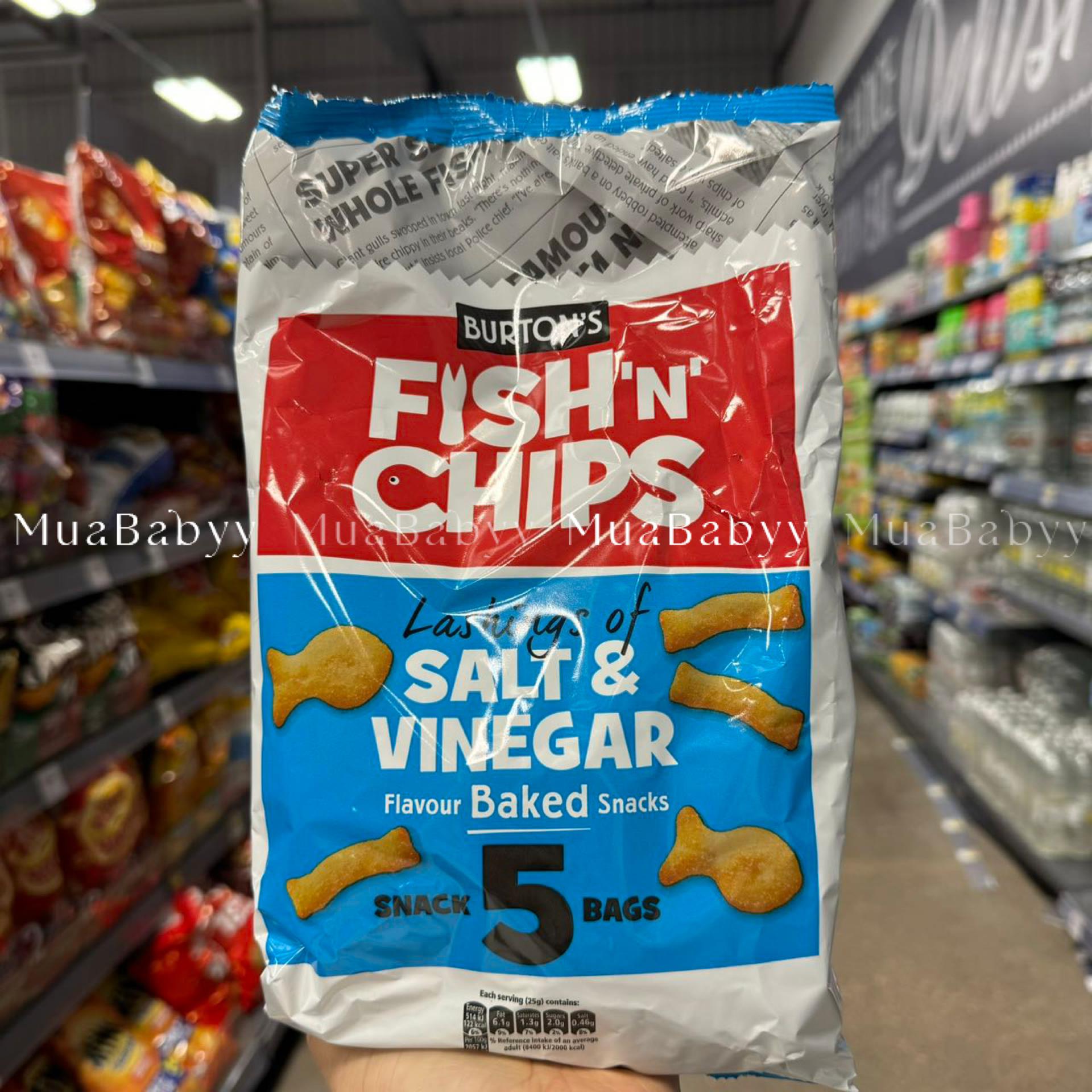现货 英国Burtons fish and chips咸醋味鱼薯条薯片进口零食