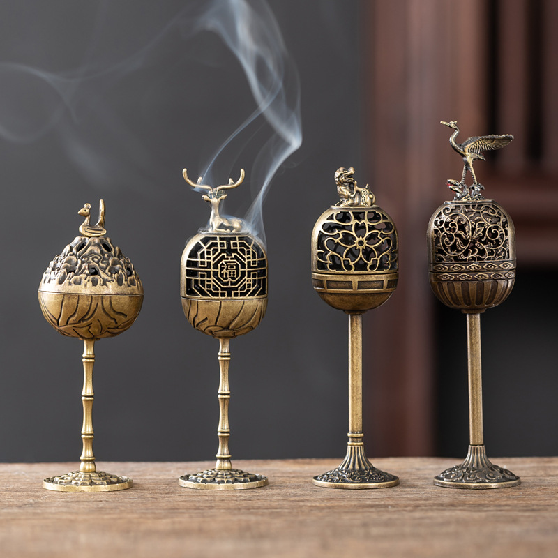 工厂直销金鹊宫灯福鹿盘香炉家用室内小祥云熏香炉合金创意摆件