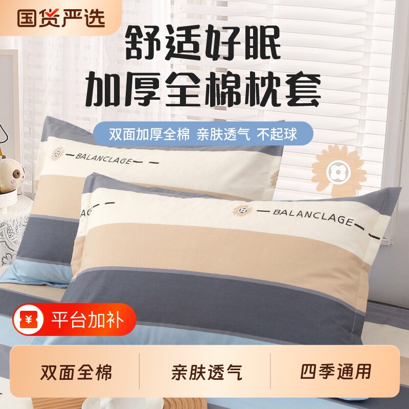 2025新款纯棉枕套枕头套一对装100全棉网红单个48cmx74