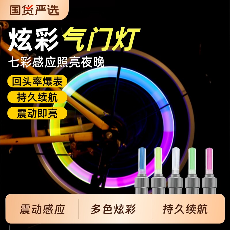 自行车夜骑灯气门灯荧光棒型感应车轮灯山地车气门嘴灯夜骑警示灯
