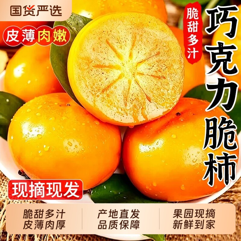 【巧克力脆柿5斤精装】脆甜多汁
