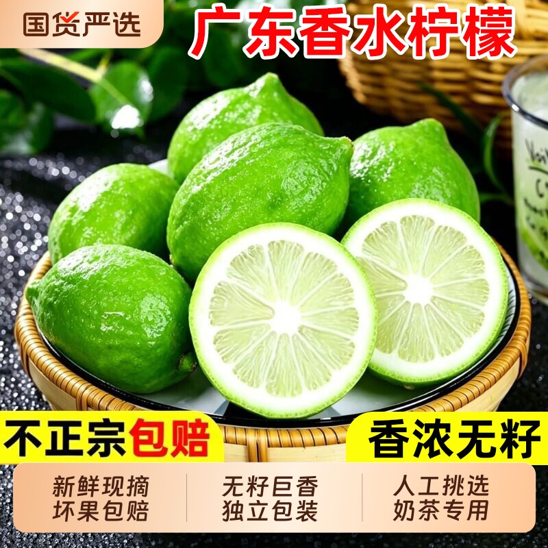 广东香水柠檬正宗无籽柠檬奶茶店专用新鲜现摘独立包装浓郁青柠
