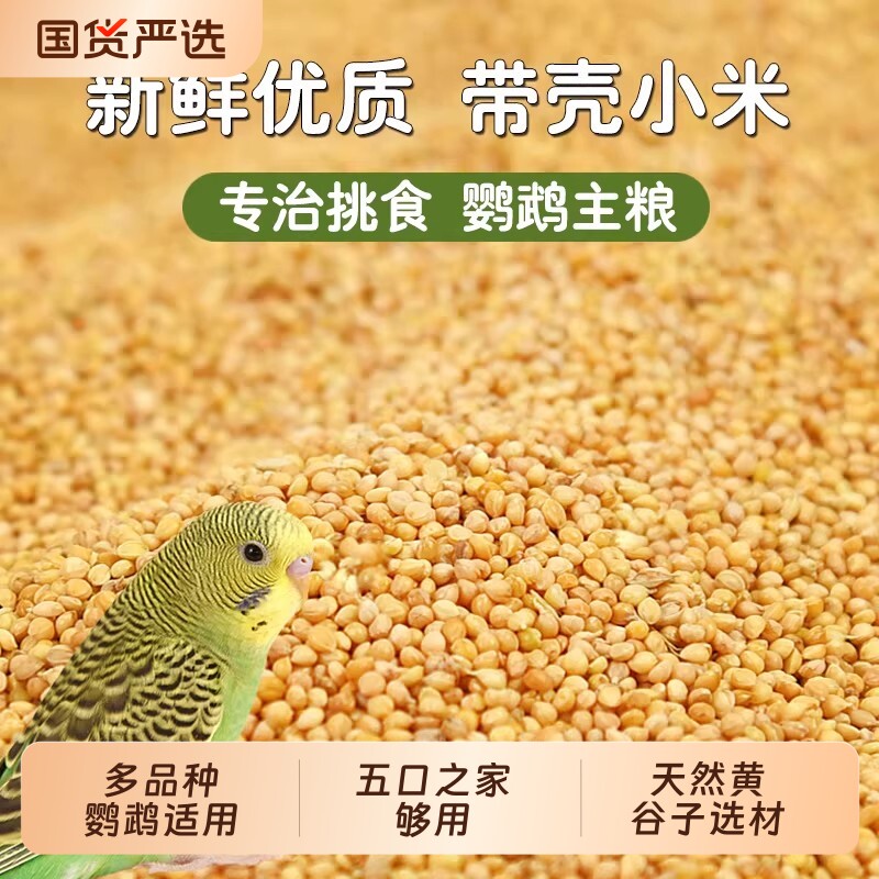 鸟粮新黄谷子中小型鹦鹉饲料食虎皮玄凤牡丹带壳小米食物粮食5斤