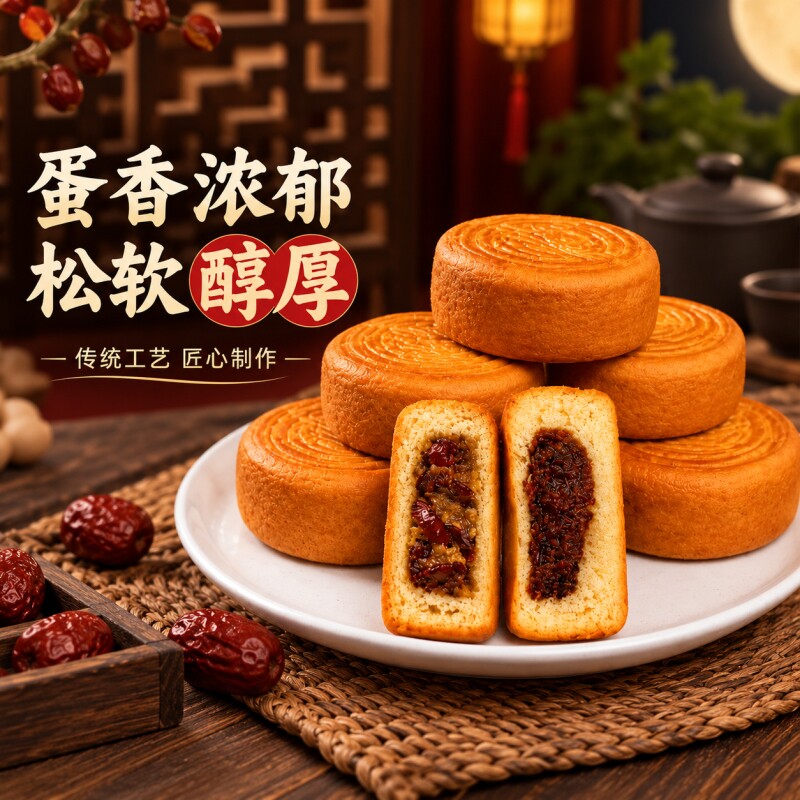 正宗蛋月烧月饼山楂传统老式蛋糕中秋糕点礼盒官方旗舰店枣蓉枣泥