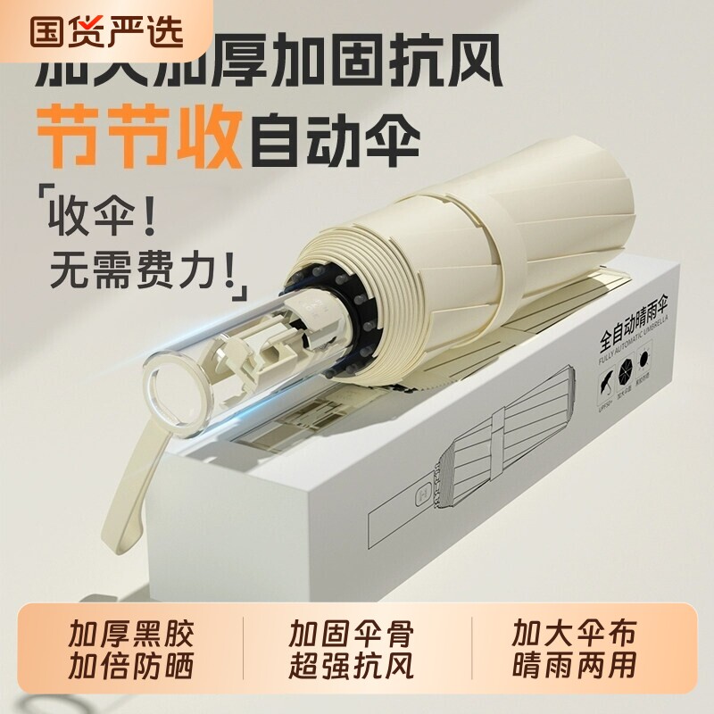 全自动黑胶防晒晴雨两用折叠伞图片