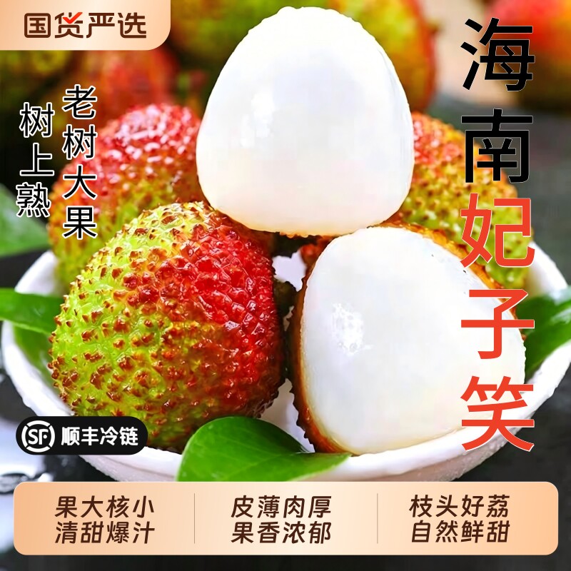 海南妃子笑荔枝新鲜水果白糖现摘桂婴荔枝肉热带水果桂花老树大果