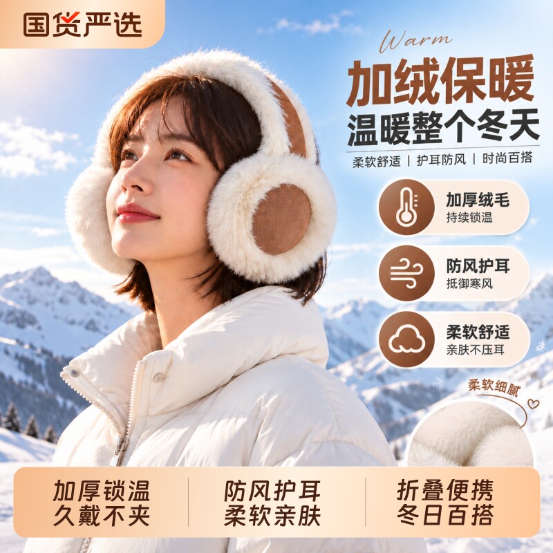 麂皮绒毛绒耳罩女冬季韩版加绒保暖耳套骑行防寒耳暖耳包耳捂子男图片