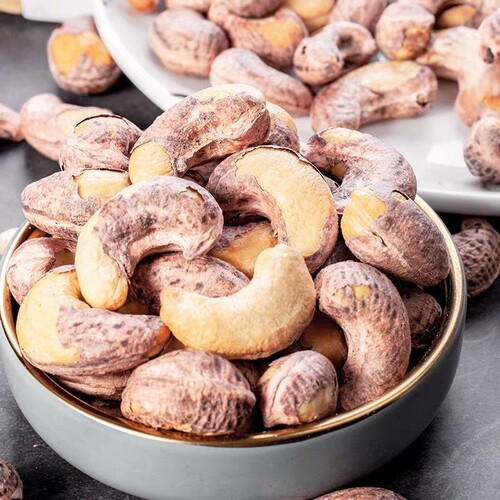 盐焗炭烧带皮腰果仁500g零食休闲