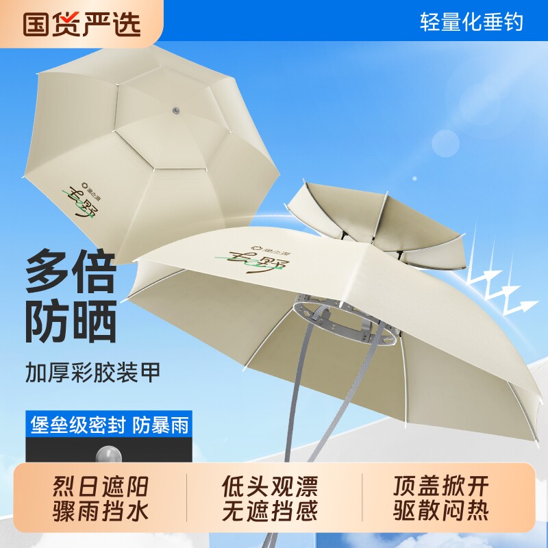 渔之源头戴式雨伞便携折叠伞帽图片