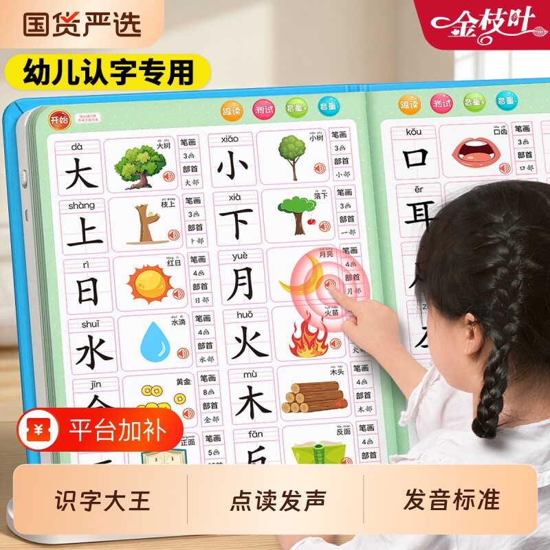 儿童识字大王点读发声书学习机3000字会说话的早教有声书玩具拼音