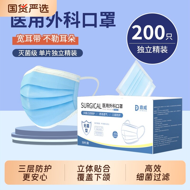医用外科口罩灭菌级三层独立包装图片