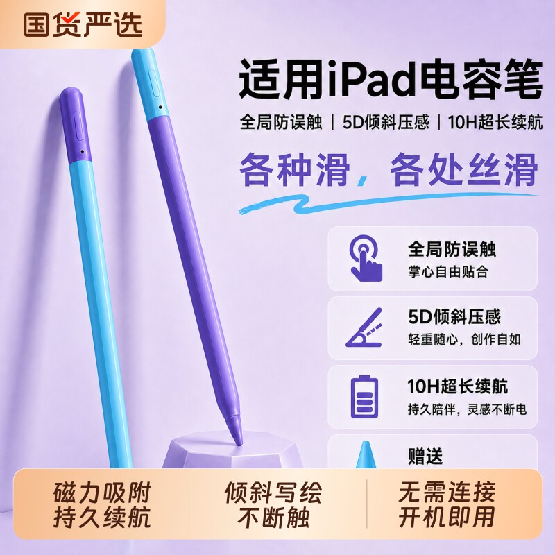适用apple pencil电容笔苹果ipad触控笔平板二代Pro触屏笔ipencil一代ipad pencil手写笔air8/iPad11通用图片