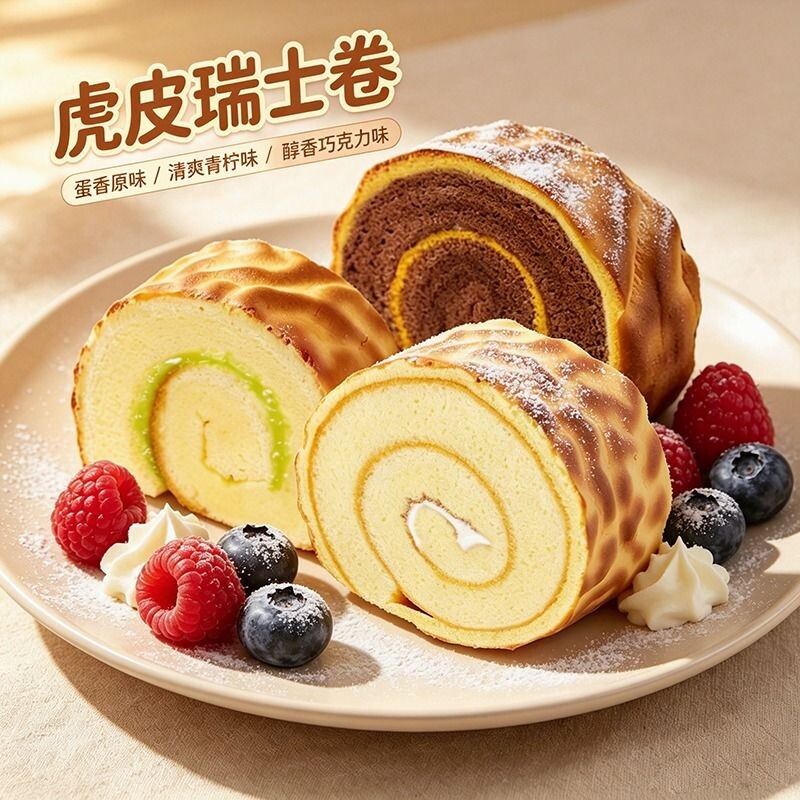 虎皮蛋糕瑞士卷小面包早餐17包整箱学生营养休闲零食味糕点虎皮卷