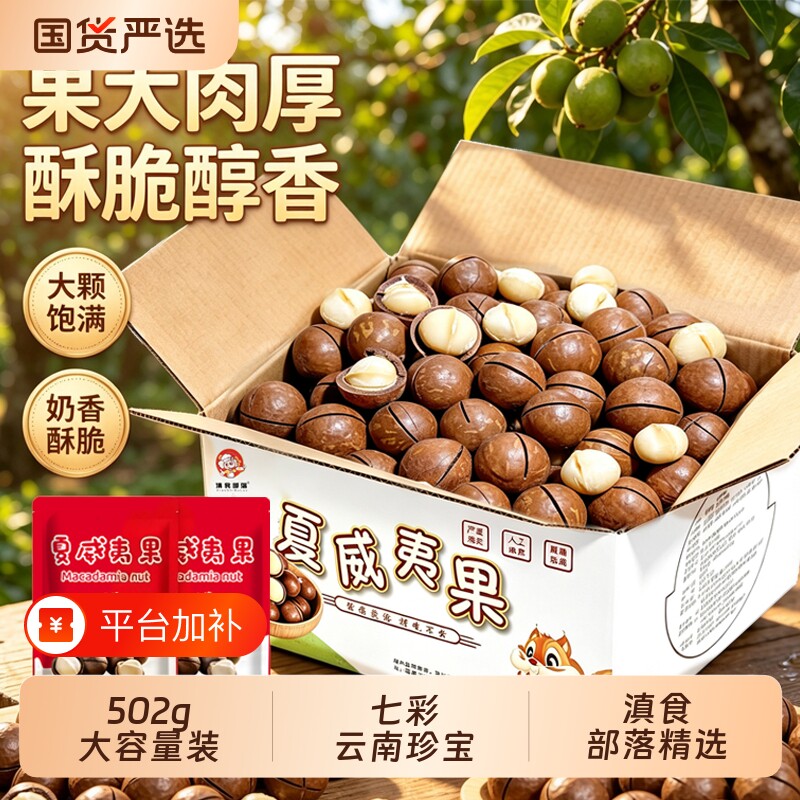 夏威夷果500g坚果孕妇休闲零食干果仁整箱年货礼盒装大礼包健康