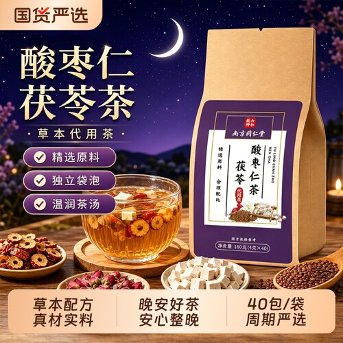 茯苓酸枣仁睡眠茶安助调理多梦失眠男女熬夜茶养生茶包40包/袋