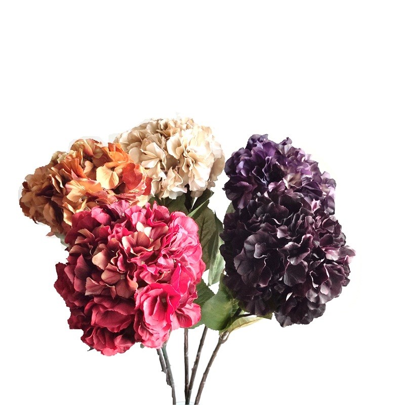 黑色古典绣球仿真花 复古怀旧紫色素雅单支大假绢布丝花装饰