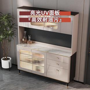 绿派轻奢岩板餐边柜现代简约高柜一体靠墙家用客餐厅储物柜橱柜