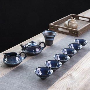 厂家窑变10头天目德化茶壶陶瓷钧瓷茶具套装商务礼品ogo